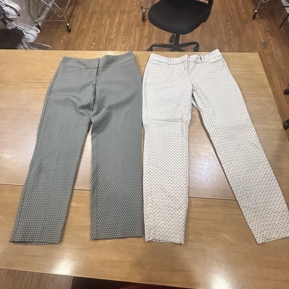 The Limited Pants - Set 2 The Limited Pants Womens 4 Multicolor Polka Dot Twill Slim Stretch Ankle